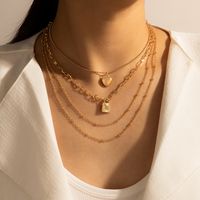 Nihaojewelry Wholesale Jewelry Punk Style Heart Lock Pendant Multi-layer Necklace main image 2