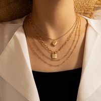 Nihaojewelry Wholesale Jewelry Punk Style Heart Lock Pendant Multi-layer Necklace main image 3