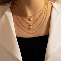Nihaojewelry Wholesale Jewelry Punk Style Heart Lock Pendant Multi-layer Necklace main image 5
