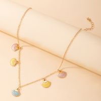 Nihaojewelry المجوهرات بالجملة الكورية نمط الملونة النفط قطرة قذيفة شرابة قلادة main image 5