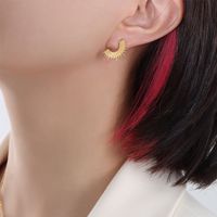 Nihaojewelry Wholesale Jewelry Retro Creative C-shaped 18k Gold Titanium Steel Earrings main image 4