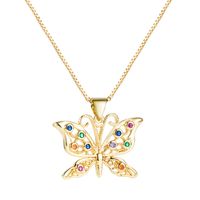 Nihaojewelry Bijoux En Gros Créatif Pendentif Papillon Creux Collier De Zircon Incrusté De Cuivre Micro main image 6