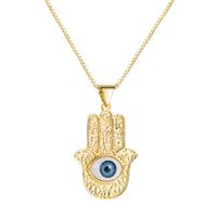 Nihaojewelry Wholesale Jewelry Hip Hop Devil's Eye Palm Pendant Copper Gold-plated Oil Dropping Necklace main image 6