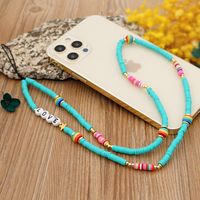 Nihaojewelry Wholesale Accessories Letter Mixed Color Soft Clay Striped Colored Mobile Phone Chain main image 4