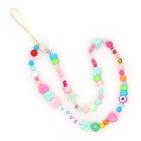 Wholesale Accessories Mixed Color Letters Round Beads Acrylic Mobile Phone Chain Nihaojewelry main image 6