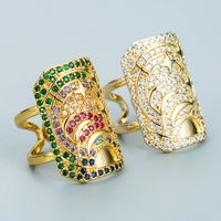 Vente En Gros Bijoux Bague En Cuivre Motif Étoile Et Lune Sculpté Nihaojewelry main image 1