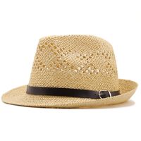 Wholesale Accessories Sunshade Hollow Belt Casual Jazz Straw Hat main image 4