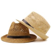 Wholesale Accessories Sunshade Hollow Belt Casual Jazz Straw Hat main image 6