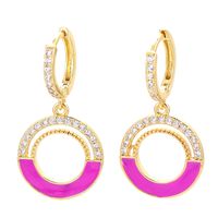 Wholesale Jewelry Zircon Round Pendant Color Copper Earrings Nihaojewelry main image 4