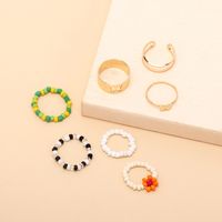 Wholesale Jewelry Metal Geometric Flower Rice Bead Ring Combination Set Nihaojewelry main image 3