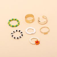 Wholesale Jewelry Metal Geometric Flower Rice Bead Ring Combination Set Nihaojewelry main image 4
