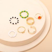 Wholesale Jewelry Metal Geometric Flower Rice Bead Ring Combination Set Nihaojewelry main image 5
