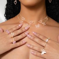 Wholesale Jewelry Hollow Heart-shaped Inlaid Zircon Pendant Necklace Nihaojewelry main image 5