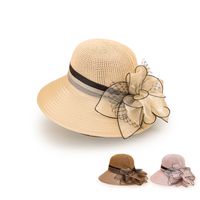 Wholesale Big Flower Chiffon Fashion Wide Brim Sun Hat main image 1