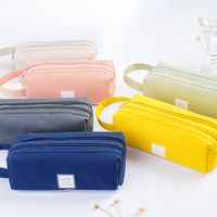 Wholesale Double Layer Canvas Large Capacity Simple Pencil Case Nihaojewelry main image 3