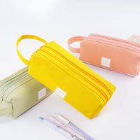 Wholesale Double Layer Canvas Large Capacity Simple Pencil Case Nihaojewelry main image 4