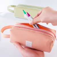 Wholesale Double Layer Canvas Large Capacity Simple Pencil Case Nihaojewelry main image 5