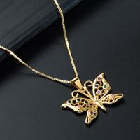 Nihaojewelry Bijoux En Gros Créatif Pendentif Papillon Creux Collier De Zircon Incrusté De Cuivre Micro sku image 1