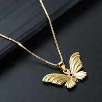 Nihaojewelry Bijoux En Gros Créatif Pendentif Papillon Creux Collier De Zircon Incrusté De Cuivre Micro sku image 2