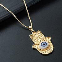 Nihaojewelry Wholesale Jewelry Hip Hop Devil's Eye Palm Pendant Copper Gold-plated Oil Dropping Necklace sku image 1