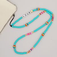 Nihaojewelry Wholesale Accessories Letter Mixed Color Soft Clay Striped Colored Mobile Phone Chain sku image 1