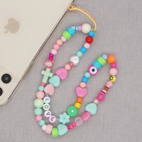 Wholesale Accessories Mixed Color Letters Round Beads Acrylic Mobile Phone Chain Nihaojewelry sku image 1