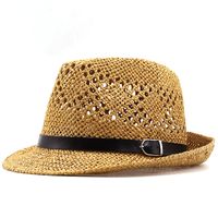 Wholesale Accessories Sunshade Hollow Belt Casual Jazz Straw Hat sku image 1