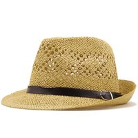 Wholesale Accessories Sunshade Hollow Belt Casual Jazz Straw Hat sku image 2