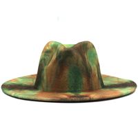 Wholesale Accessories Tie-dye Big Brim Woolen Jazz Top Hat Nihaojewelry sku image 16