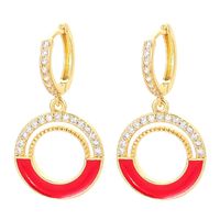 Vente En Gros Bijoux Zircon Pendentif Rond Couleur Cuivre Boucles D&#39;oreilles Nihaojewelry sku image 2