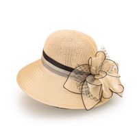 Wholesale Big Flower Chiffon Fashion Wide Brim Sun Hat sku image 6