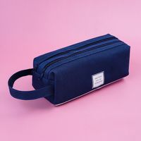 Wholesale Double Layer Canvas Large Capacity Simple Pencil Case Nihaojewelry sku image 6