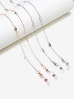 Hot Two-piece Set Eyeglasses Chain Copper And Zircon Gold Silver Travel Glasses Cord Cross-border sku image 1