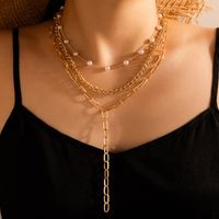 Nihaojewelry الجملة الأزياء والمجوهرات جديد سلسلة طويلة قلادة اللؤلؤ متعدد الطبقات قلادة main image 1