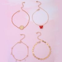 Nihaojewelry Wholesale Jewelry Bohemian Red Butterfly Pendant Disc Tassel Anklet 4-piece Set main image 5