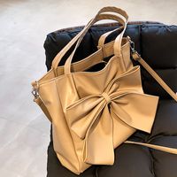 Nihaojewelry Wholesale New Trendy Bow Solid Color Large Capacity Shoulder Tote Bag main image 5