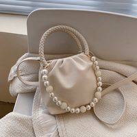 Nihaojewelry Wholesale Fashion Beads Handle Solid Color Messenger Bucket Bag main image 5