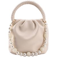 Nihaojewelry Wholesale Fashion Beads Handle Solid Color Messenger Bucket Bag main image 3