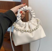 Wholesale Solid Color Pearl Cloud Bucket Fold Bag Nihaojewelry main image 6