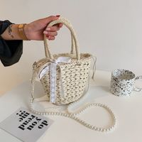 Wholesale Straw Woven Pearl Chain Messenger Bag Nihaojewelry main image 1