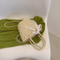 Wholesale Straw Woven Pearl Chain Messenger Bag Nihaojewelry main image 3