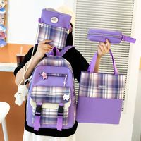 Wholesale Four-piece Contrast Color Plaid Backpack Nihaojewelry main image 1