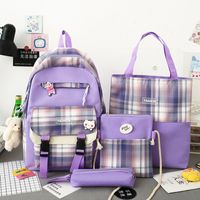 Wholesale Four-piece Contrast Color Plaid Backpack Nihaojewelry main image 3