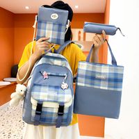 Wholesale Four-piece Contrast Color Plaid Backpack Nihaojewelry main image 5
