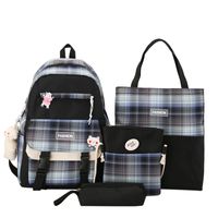 Wholesale Four-piece Contrast Color Plaid Backpack Nihaojewelry main image 6