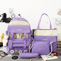 Wholesale Four-piece High Capacity Bear Doll Pendant Canvas Backpack Nihaojewelry main image 1