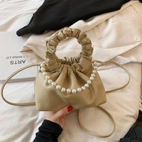 Wholesale Solid Color Pearl Cloud Bucket Fold Bag Nihaojewelry sku image 2