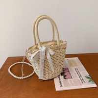 Wholesale Straw Woven Pearl Chain Messenger Bag Nihaojewelry sku image 1