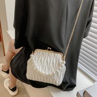 Women's Small Pu Leather Solid Color Fashion Beading Pearls Square Buckle Crossbody Bag sku image 1