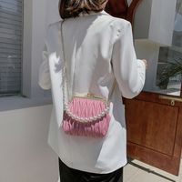 Women's Small Pu Leather Solid Color Fashion Beading Pearls Square Buckle Crossbody Bag sku image 4